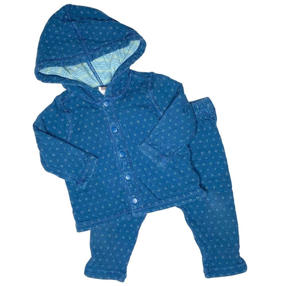 Tea Collection Teal Hooded Gender Neutral Outfit Size 3-6M